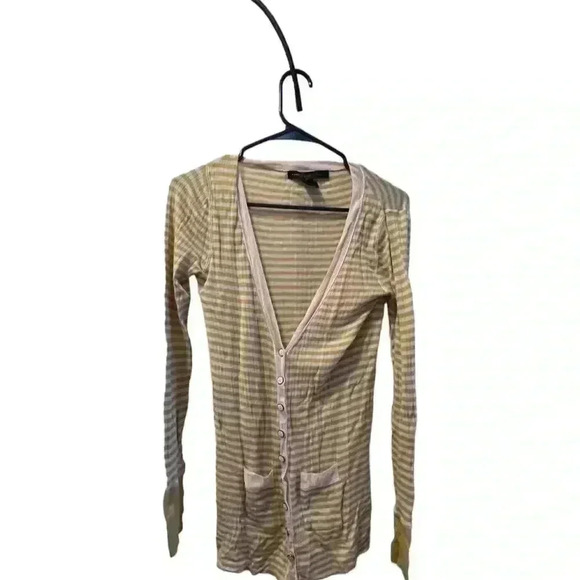 Marc by Marc Jacobs XS Yellow Striped Cardigan Sweater Women Button-Down Pockets - Picture 2 of 5